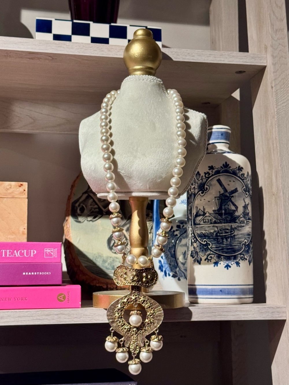 Vintage Gold and Ivory Pearl Statement Necklace